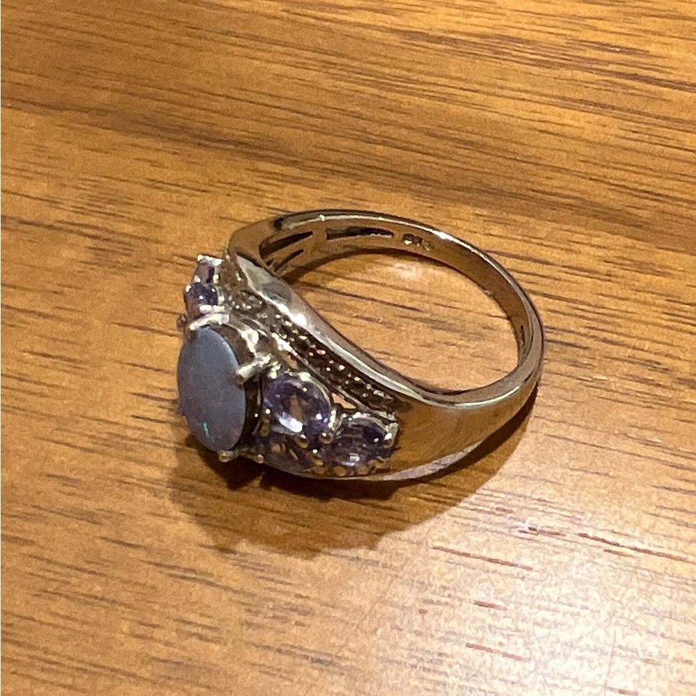 Vintage Opal and Multi Gemstone Sterling Silver Ring - Picture 5 of 5